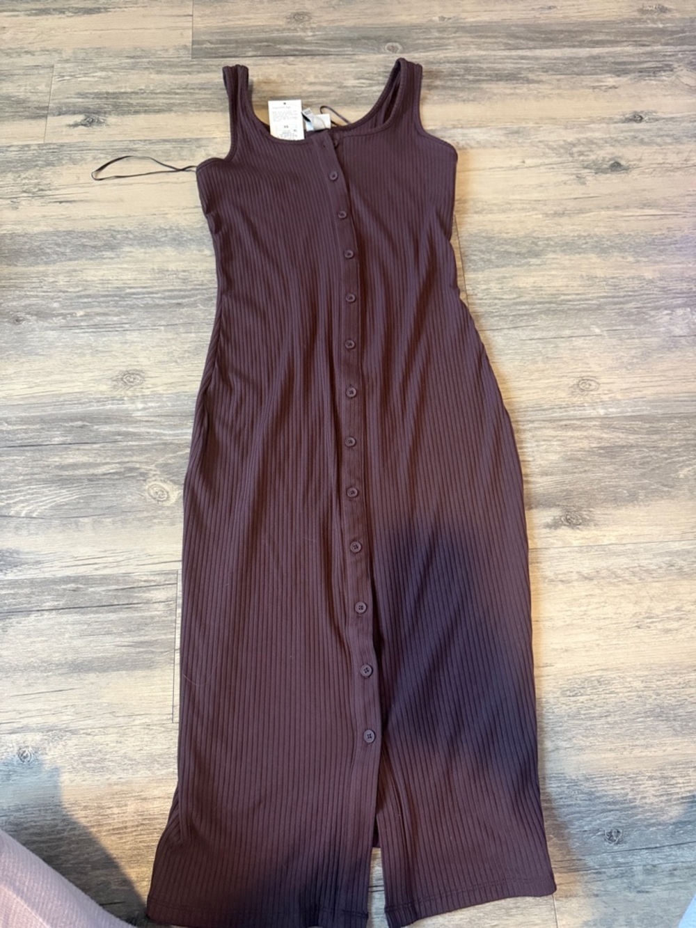 a new day Ribbed Button-Front Midi Dress in Dark Brown